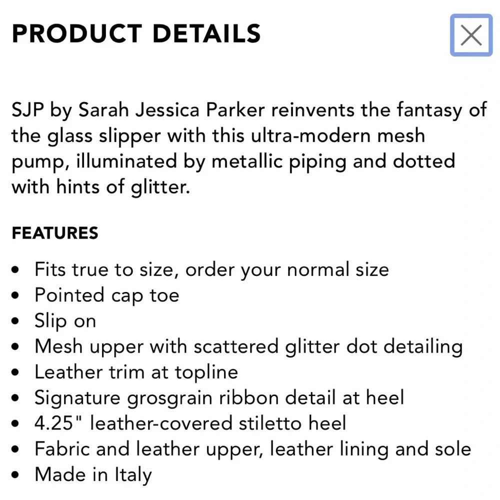 SJP Sarah Jessica Parker Glass 70mm Glitter Dot Mesh Stiletto Heels Women’s 36.5 - Picture 15 of 15